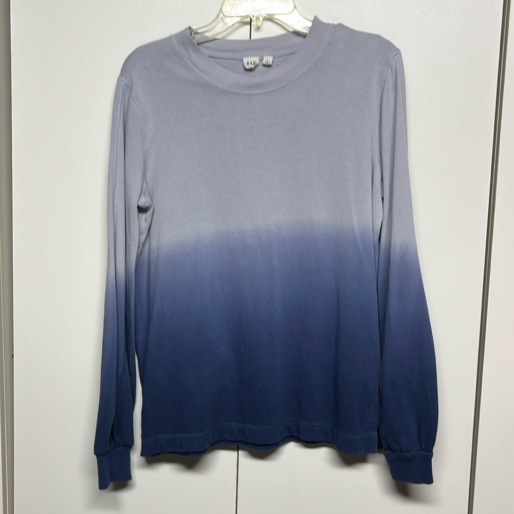 GAP Blue Ombré Oversized Long Sleeve Pullover Top Size S